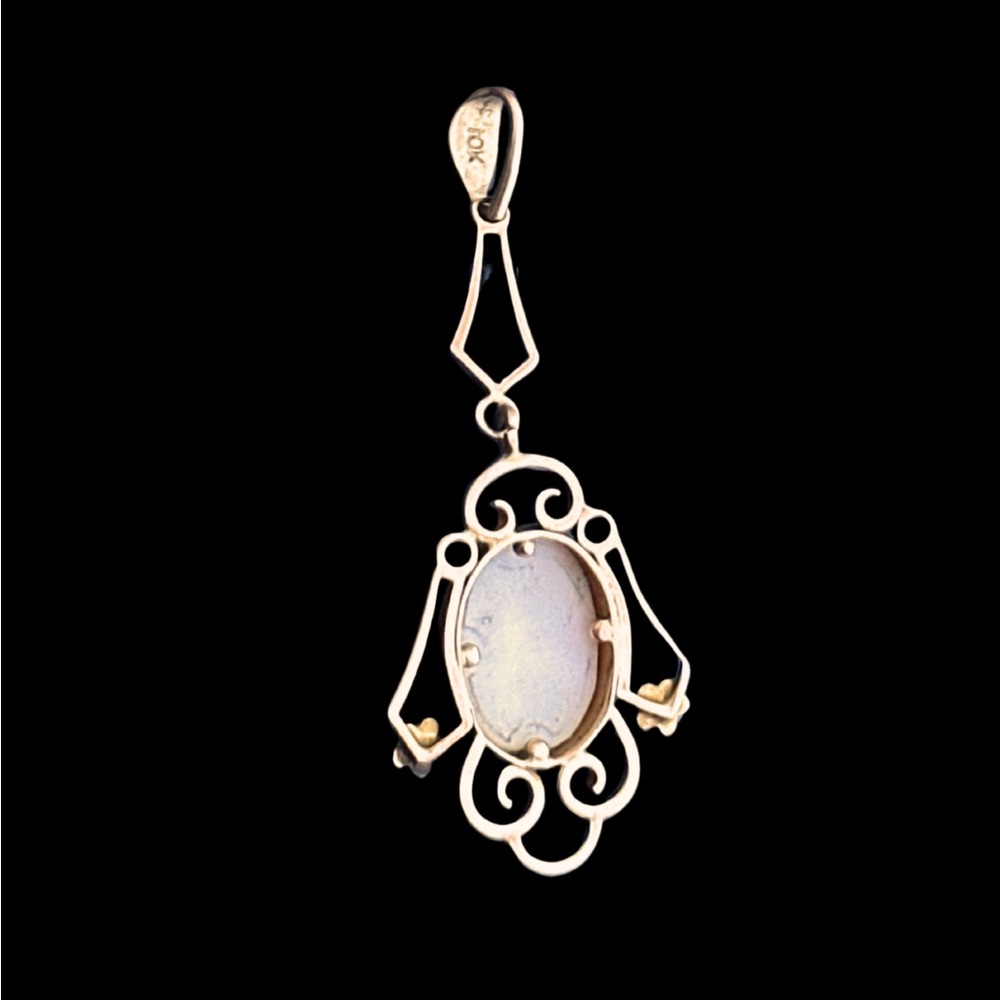 10k Solid Gold Antique Victorian Cameo Lavalier Pendant - Picture 4 of 5